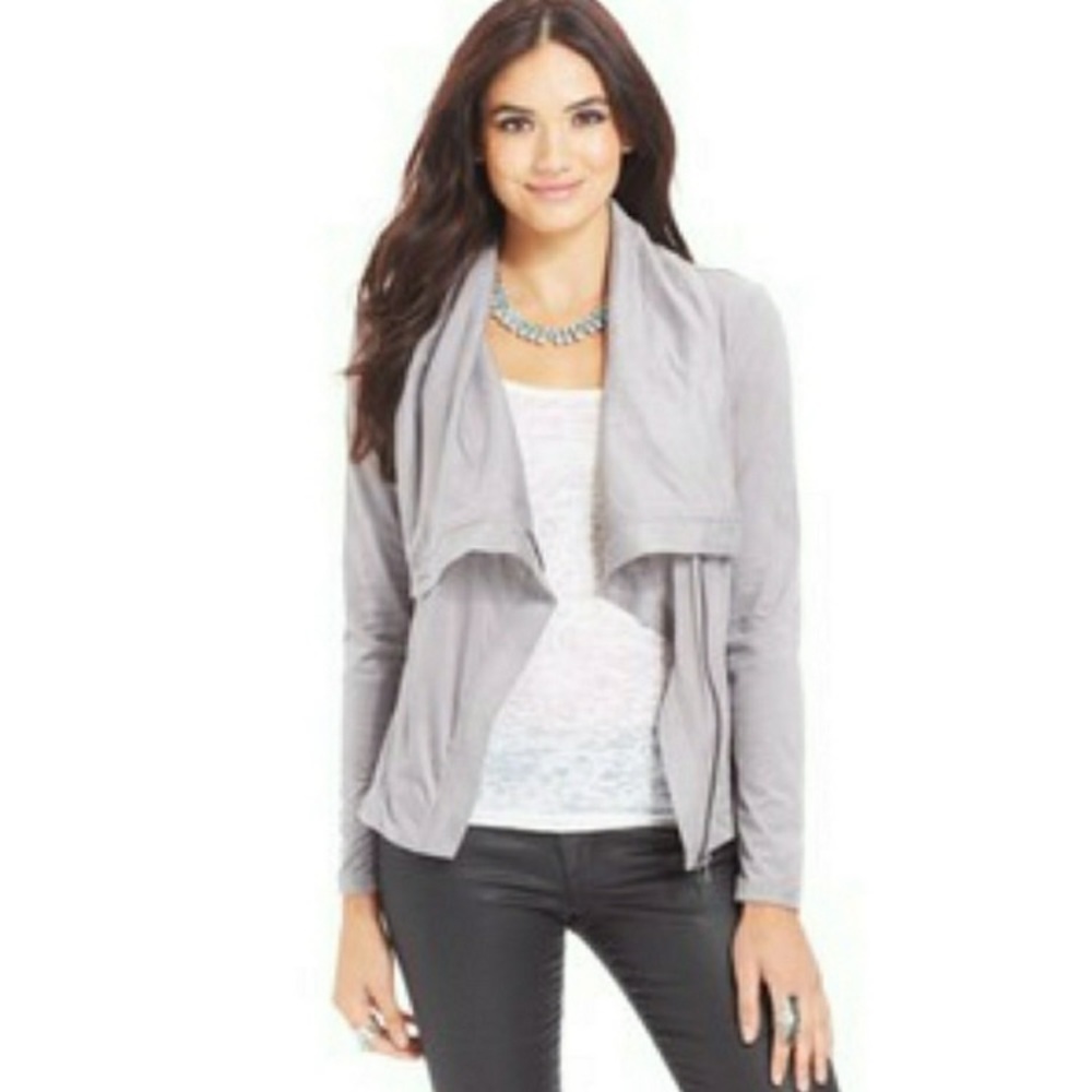 Jessica Simpson faux suede drape front jacket